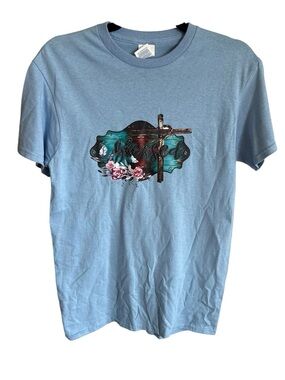 Delta Light Blue 'Blessed' Cross Graphic Tee